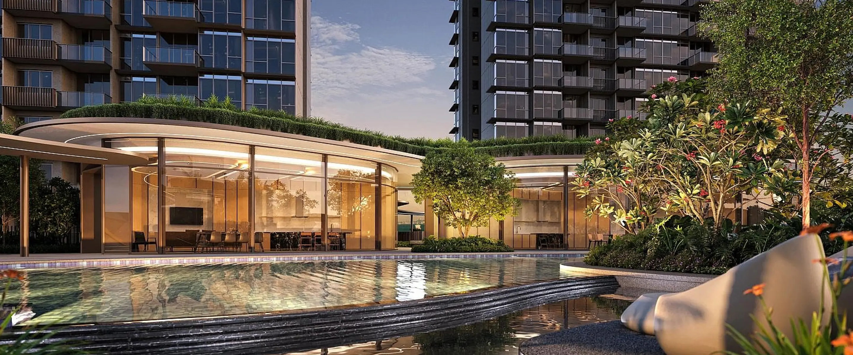 Outdoor Gym & Gardens: A view of the fitness center from outside, surrounded by tropical greenery, with modern exercise equipment inside for a refreshing and scenic workout experience.