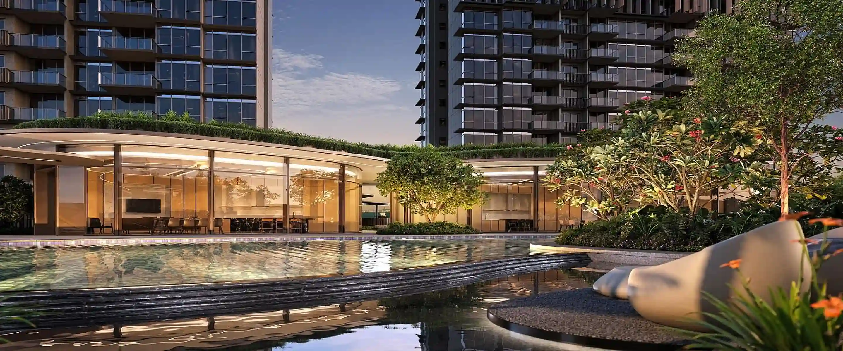 Outdoor Gym & Gardens: A view of the fitness center from outside, surrounded by tropical greenery, with modern exercise equipment inside for a refreshing and scenic workout experience.